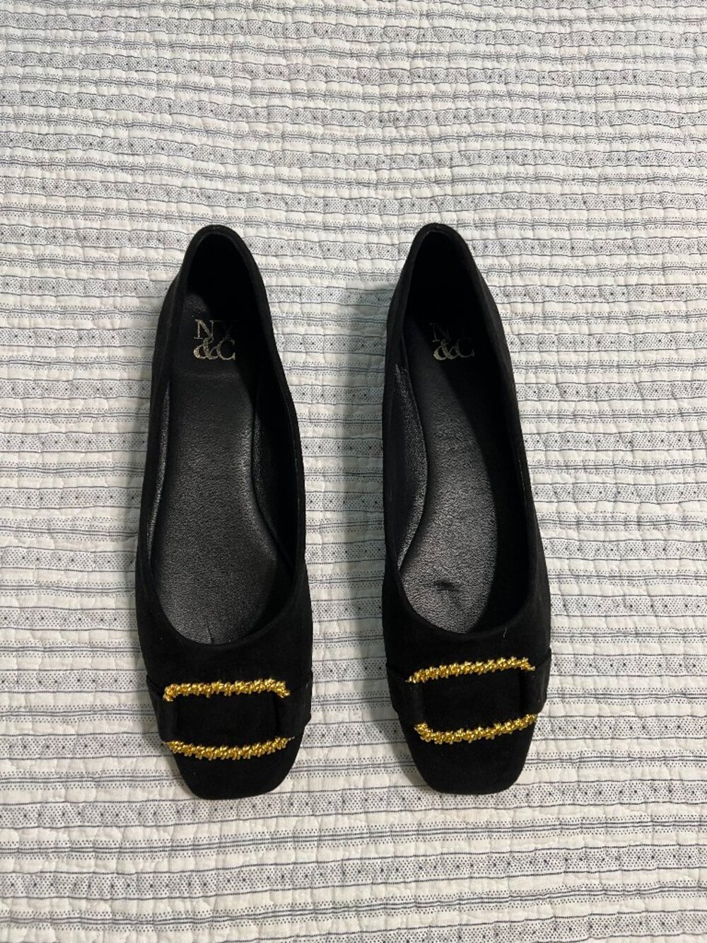 Faux Suede Black Flats